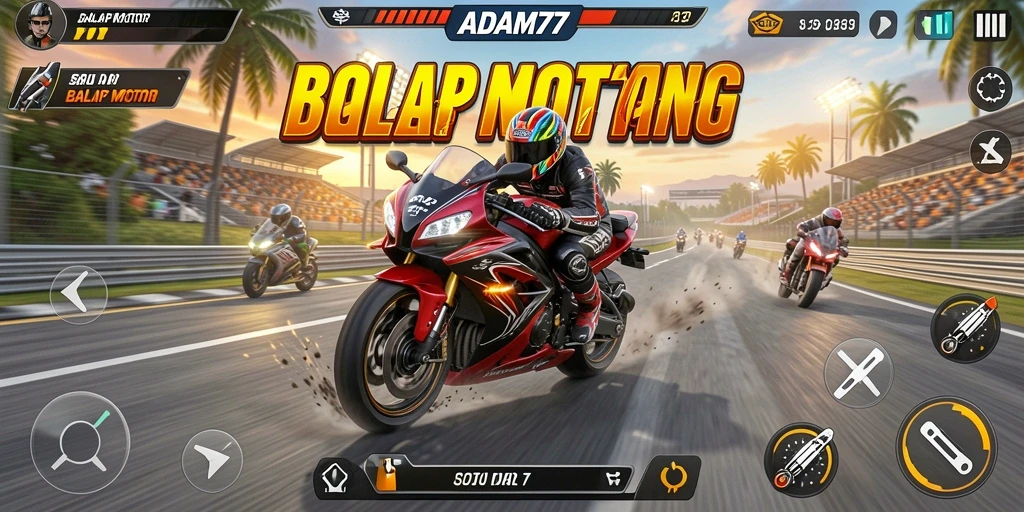 Tampilan antarmuka balap motor yang menarik dan intuitif.