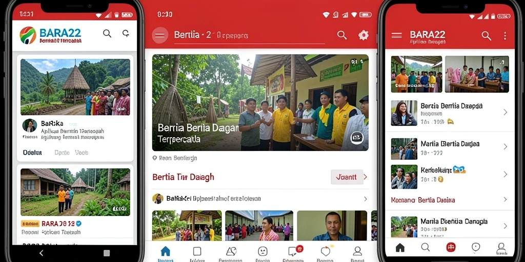 Tampilan antarmuka aplikasi BARA22 yang memberikan berita daerah terkini.