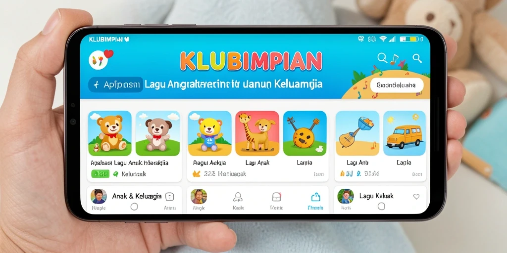 Antarmuka menarik dengan lagu-lagu anak yang ceria.