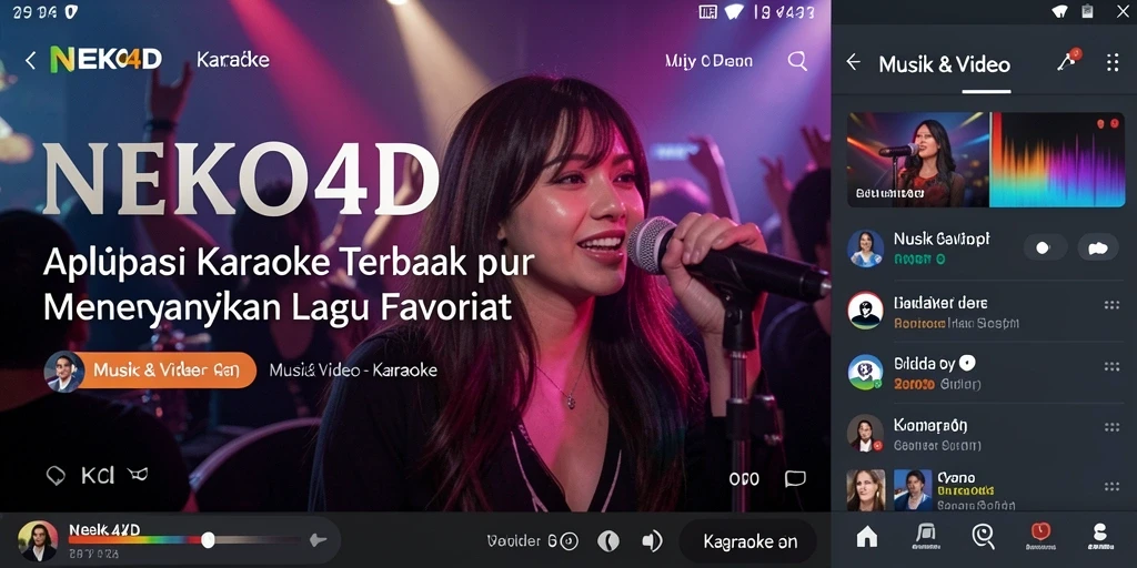 Tampilan antarmuka NEKO4D yang menarik dengan pilihan lagu karaoke.
