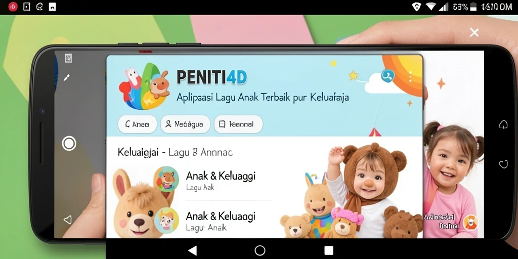 Antarmuka aplikasi PENITI4D yang ramah anak dengan berbagai lagu anak.