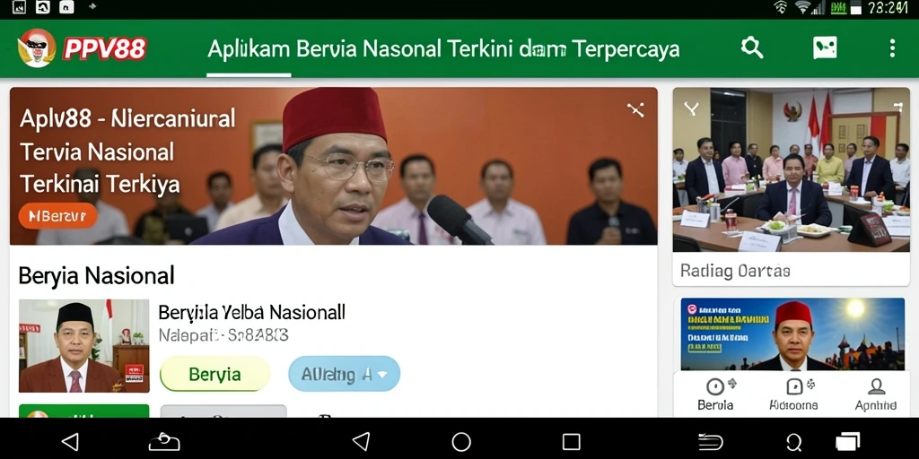 Tampilan antarmuka apliksi PPV88 yang memberikan akses berita nasional.