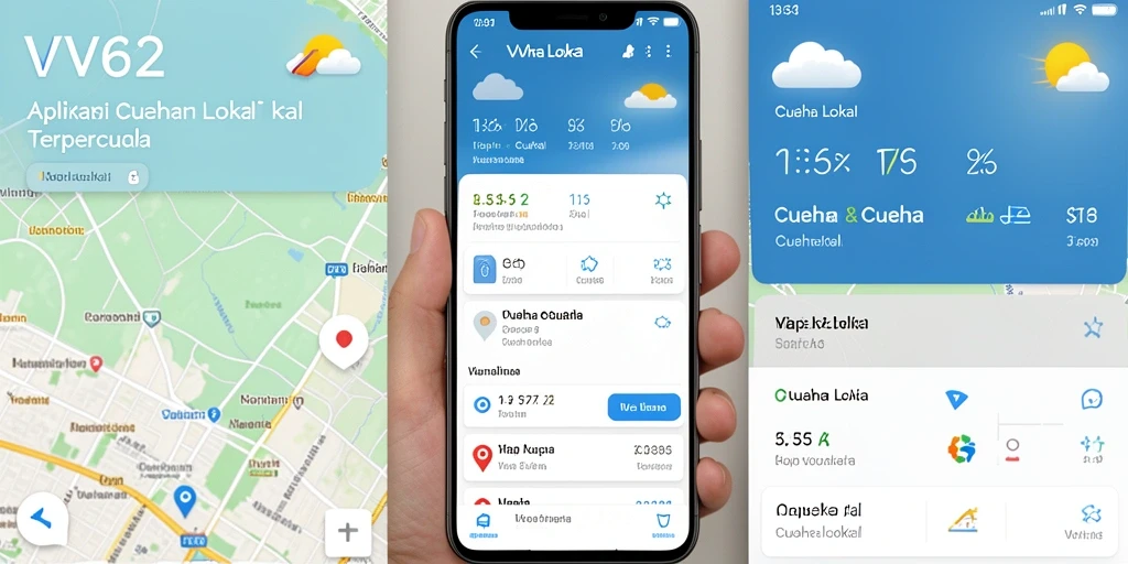 Tampilan antarmuka aplikasi Cuaca Lokal VV62 yang informatif.