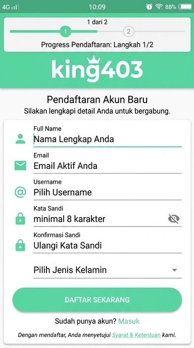 Panduan Lengkap Registrasi Akun king403 untuk Pengguna Android